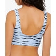thumbnail image 2 of HULA HONEY Women's Blue Printed Stretch Scoop Neck Removable Cups Wild Cat Swimsuit Crop Top L, 2 of 2