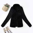 thumbnail image 2 of Womens Full Zip Up Sherpa Lapel Fuzzy Fleece Jacket Oversized Fluffy Coat, 2 of 4