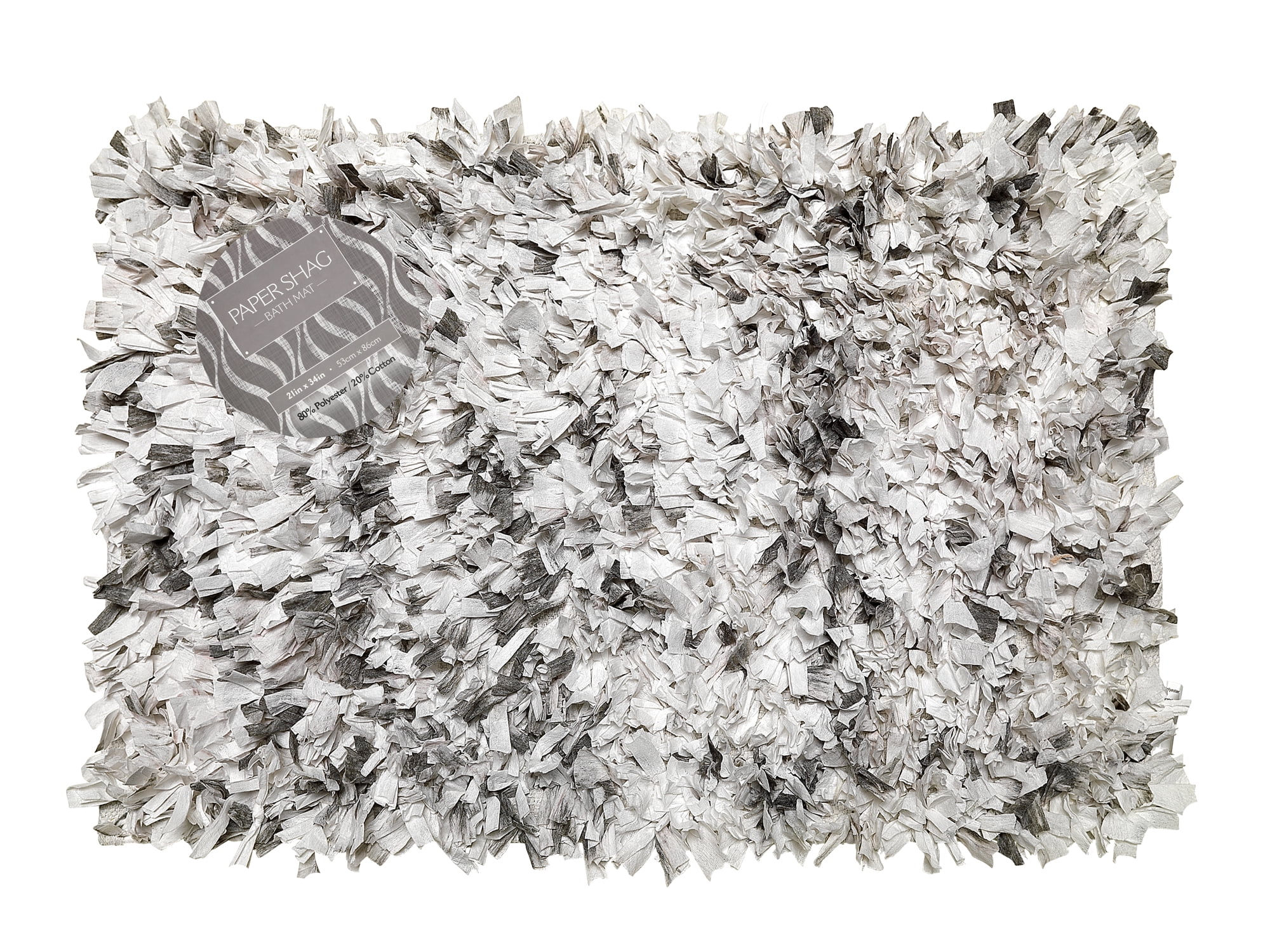 Tie Dye Paper Shag Cotton / Poly Blend Bath Mat, Grey