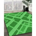 thumbnail image 3 of Ahgly Company Machine Washable Indoor Round Transitional Neon Green Area Rugs, 7' Round, 3 of 7