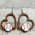 thumbnail image 2 of GKNET Boho Sport Football Big Love Heart Ear Hoop Earrings Wood Women Jewellery New-Basketball, 2 of 7