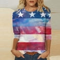 thumbnail image 2 of Womens 4th of July 3/4 Length Sleeve Tops Casual Crew Neck Tunic T-Shirts Funny Graphic Tees American Flag Stars Stripes Shirts Summer Tops Independence Day Patriotic Tees Loose Comfy Blouses, 2 of 5