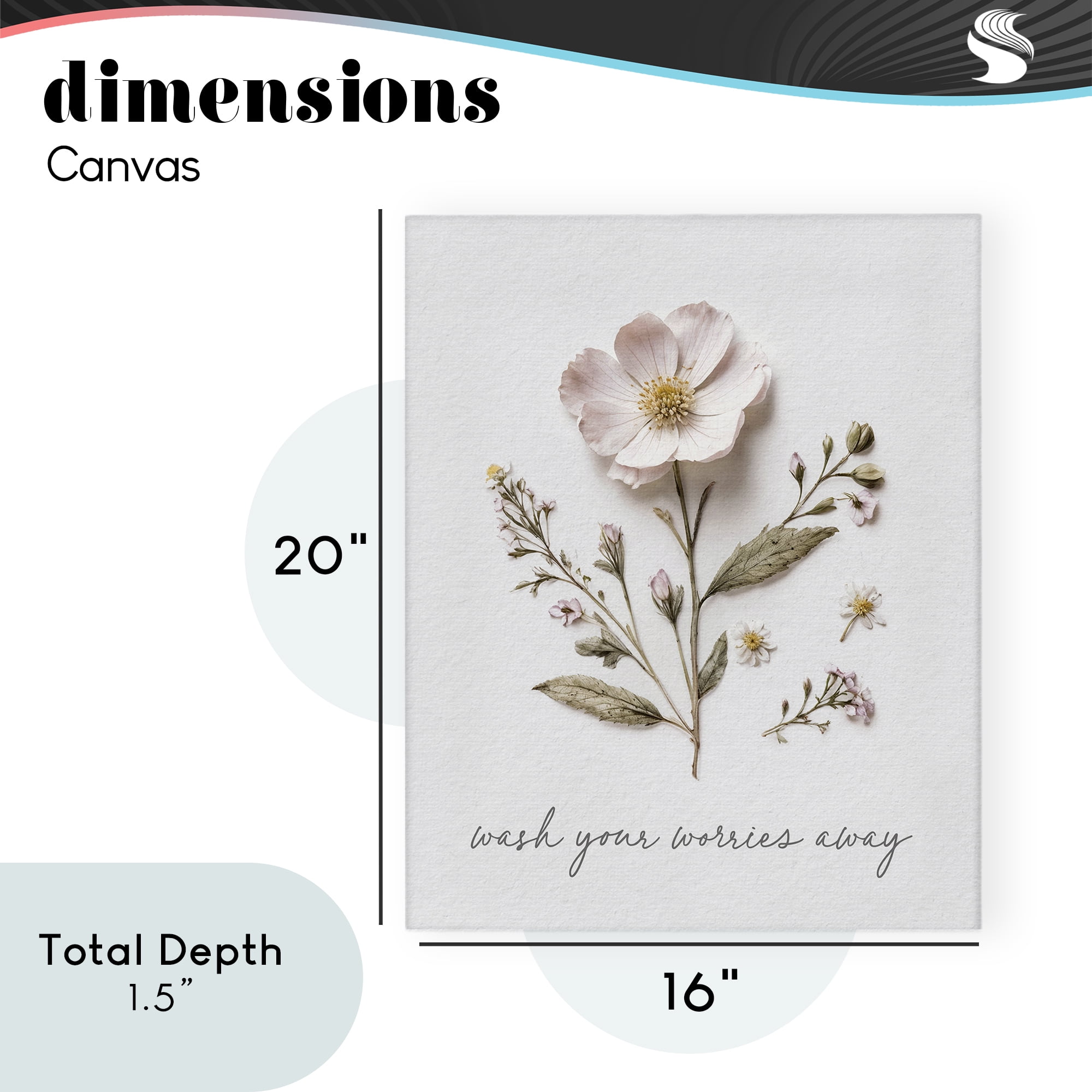 Pressed Flower Wash Worries Away Canvas Wall Art, design by Lettered and Lined