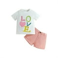thumbnail image 2 of Mrzhqd Kids Toddler Baby Girls Spring Summer Lette Print Cotton Short Sleeve Tshirt Shorts Outfits Clothes Kids Clothing, 2 of 7