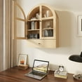 thumbnail image 3 of Bathroom Arched Wall Cabinet Over The Toilet Storage Cabinet, Bathroom Cabinet Wall Mount with Glass Doors, Wood Cabinet for Laundry Room, Bedroom Kitchen, Natural, 3 of 10