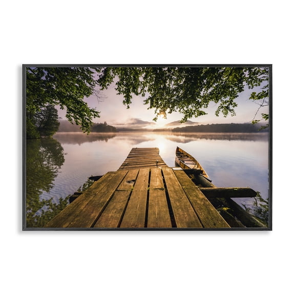 Stupell Industries Misty Morning Light on Lake Black Framed Giclee Art, design by Jonathan Zaharek