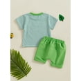 thumbnail image 5 of Toddler Baby Boys Summer Shorts Set 3 6 12 18 24 Months 2T 3T Golf Cart Patch Striped Short Sleeve Round Neck Tops Elastic Waistband Shorts, 5 of 9