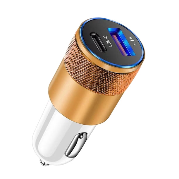 Adaptador de carga de automóvil Speravity de aleación de aluminio USB PD 2 puertos 3.1A