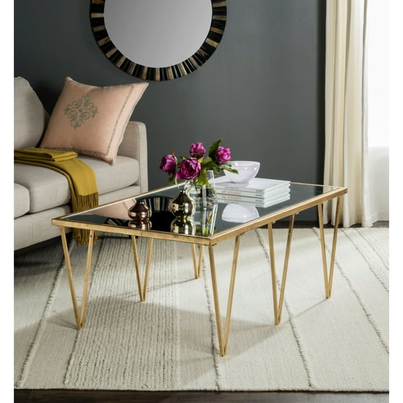 SAFAVIEH Arlene 27 in. H Solid Polished Gold Mirror Coffee Table