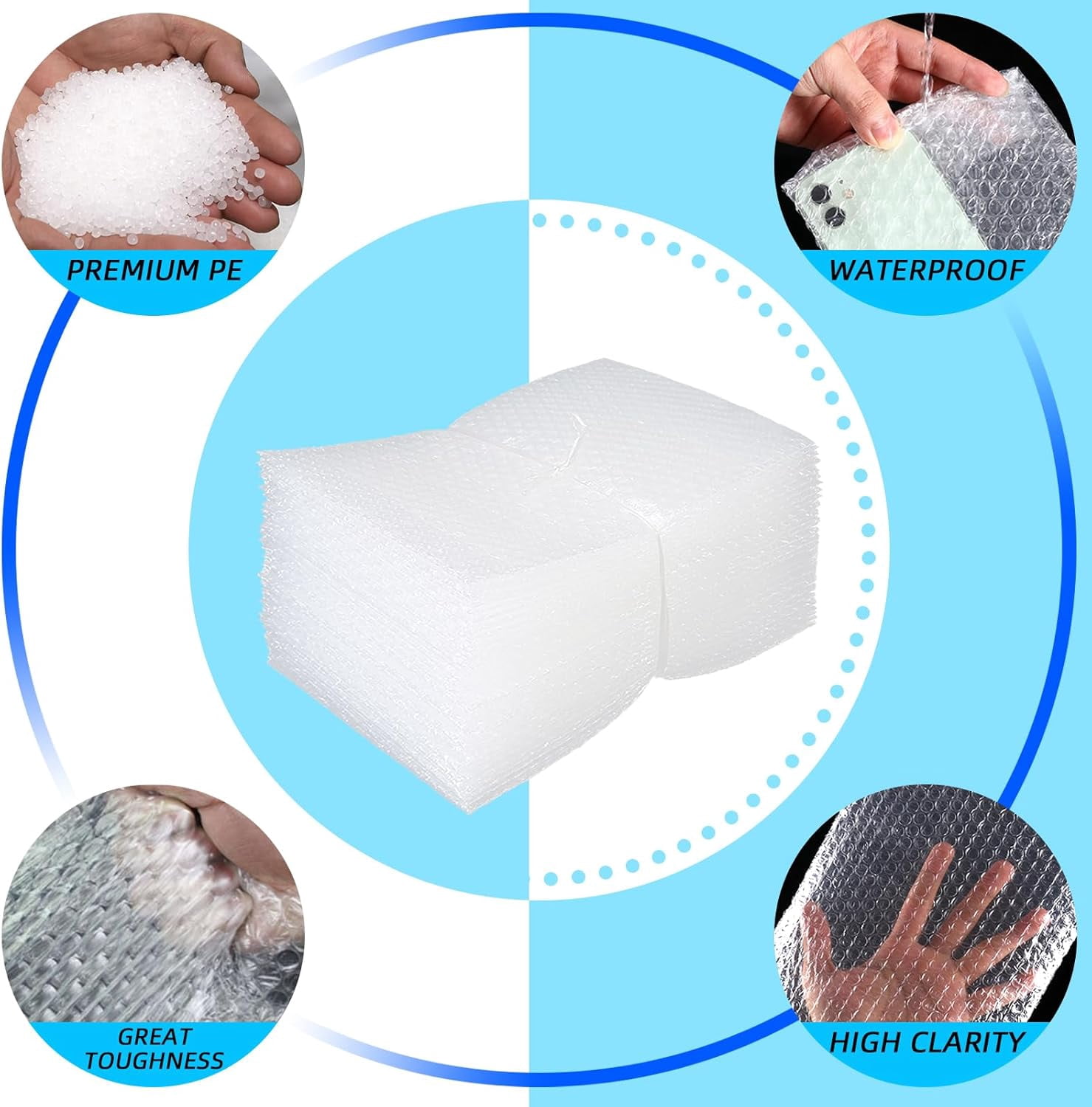 50 Pcs Bubble Pouch Wraps, 8"x12" Double Walled Clear Bubble Out Bags for Packing, Shipping, Storage, and Moving - Shockproof Cushioning Bags for Fragile Items