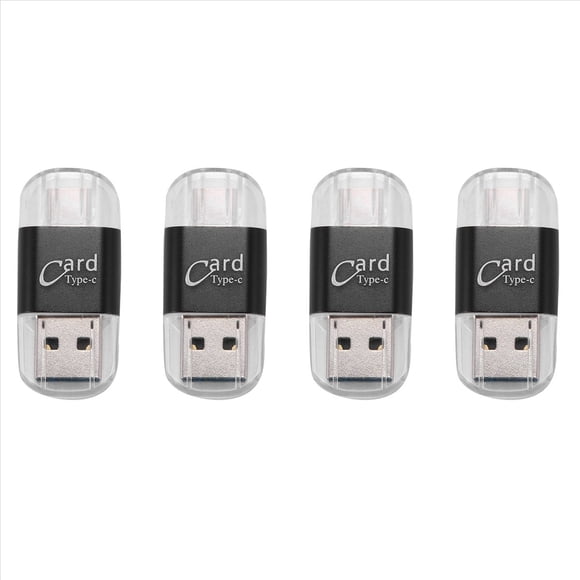 4X Lector de Tarjetas Aluminio Usb Type C Otg Adaptador de Lector de Tarjeta de Memoria Externa Micro-Sd / Tf para Computadora Teléfono Móvil (Negro)