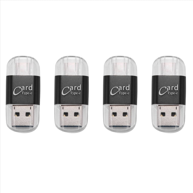 4X Lector de Tarjetas Aluminio Usb Type C Otg Adaptador de Lector de Tarjeta de Memoria Externa Micro-Sd / Tf para Computadora Teléfono Móvil (Negro)