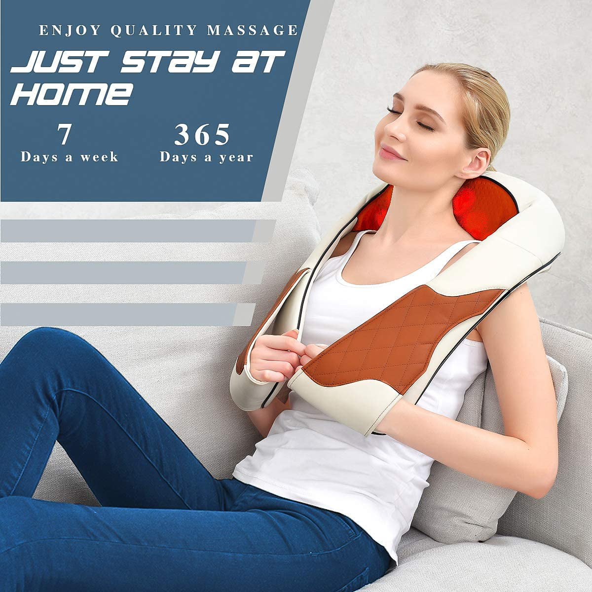 Massagers for Neck and Back with Heat - Deep Tissue 3D Kneading Pillow,  Electric Shiatsu Shoulder Ma…See more Massagers for Neck and Back with Heat  