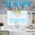 thumbnail image 4 of Ocean World Window Valance for Kitchen, Sea Turtle Jellyfish Octopus Seahorse Coral Rod Pocket Short Curtain for Small Windows, Light Filtering Decorative Valance, 42 x 12 Inch, 4 of 9