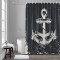 thumbnail image 5 of Summer Nautical Shower Curtains for Bathroom, Watercolor Ocean Anchor Pattern Retro Black Washable Fabric Shower Curtain with Hooks Waterproof Bathroom Decor Sets, 48 x 72 Inches, 5 of 9
