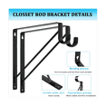 thumbnail image 3 of 4 Pcs Supports Robustes Noirs pour Tringle de Garde-Robe pour la Maison et la Déco de Garde-Robe, Support Mural pour Poteau de Garde-Robe, Crochet de Support, 3 of 6