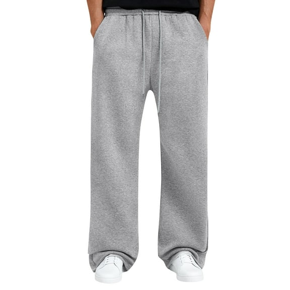 Mohiass Mens Wide Leg Sweatpants Big and Tall Open Bottom Athletic Joggers Pants Casual Fleece Lounge Baggy Trousers with Pockets Light Gray 2XL