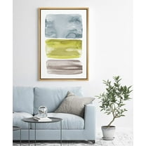 PixonSign Framed Canvas Print Wall Art Blue, Green & Gray Color Blocks Geometric Shapes Digital Art Modern Art Minimalist Relax/Calm Cool for Living Room, Bedroom, Office - 16"x24" Natural