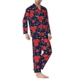 thumbnail image 2 of Honeii Rose Flower Pattern Mens Pajamas Set,2pcs Men's Lounge Long Sleeve Sleep Shirt and Pajama Bottoms Sleepwear Set,Mens Pjs Sets-XX-Large, 2 of 7