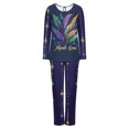 thumbnail image 4 of Puntoco Conjunto de pijama cómodo para mujer, conjunto de pijama con parte superior y pantalones casuales con estampado degradado para mujer, 4 of 4