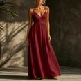 thumbnail image 4 of Aimik Women's Wrap Waist Maxi Sundress Summer Spaghetti Strap V Neck Solid Maxi Sundress Loose Airy Casual Vacation Long Dress, 4 of 6