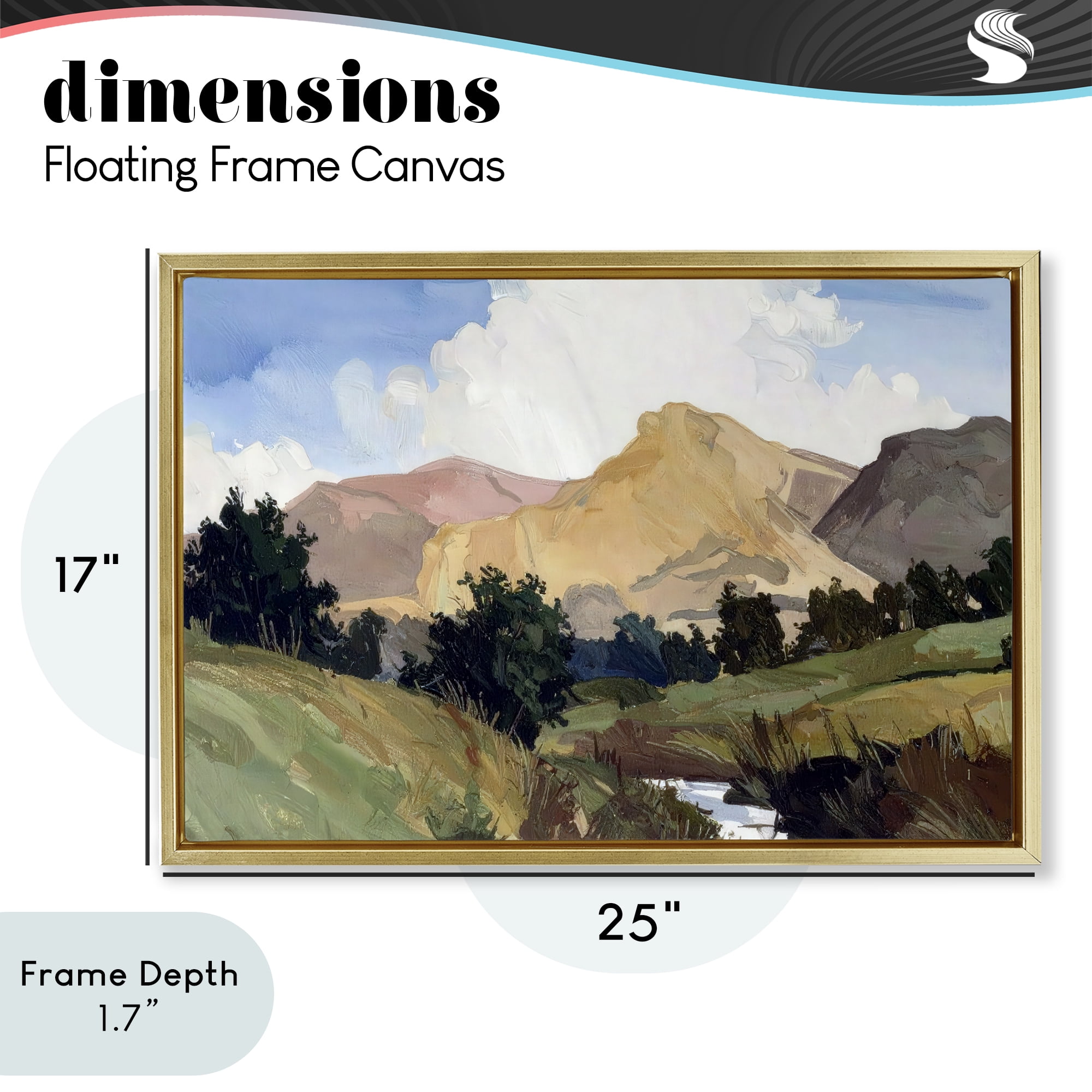 Stupell Industries River Mountain Divide Gold Framed Floater Canvas Wall Art, design by Alonza Saunders
