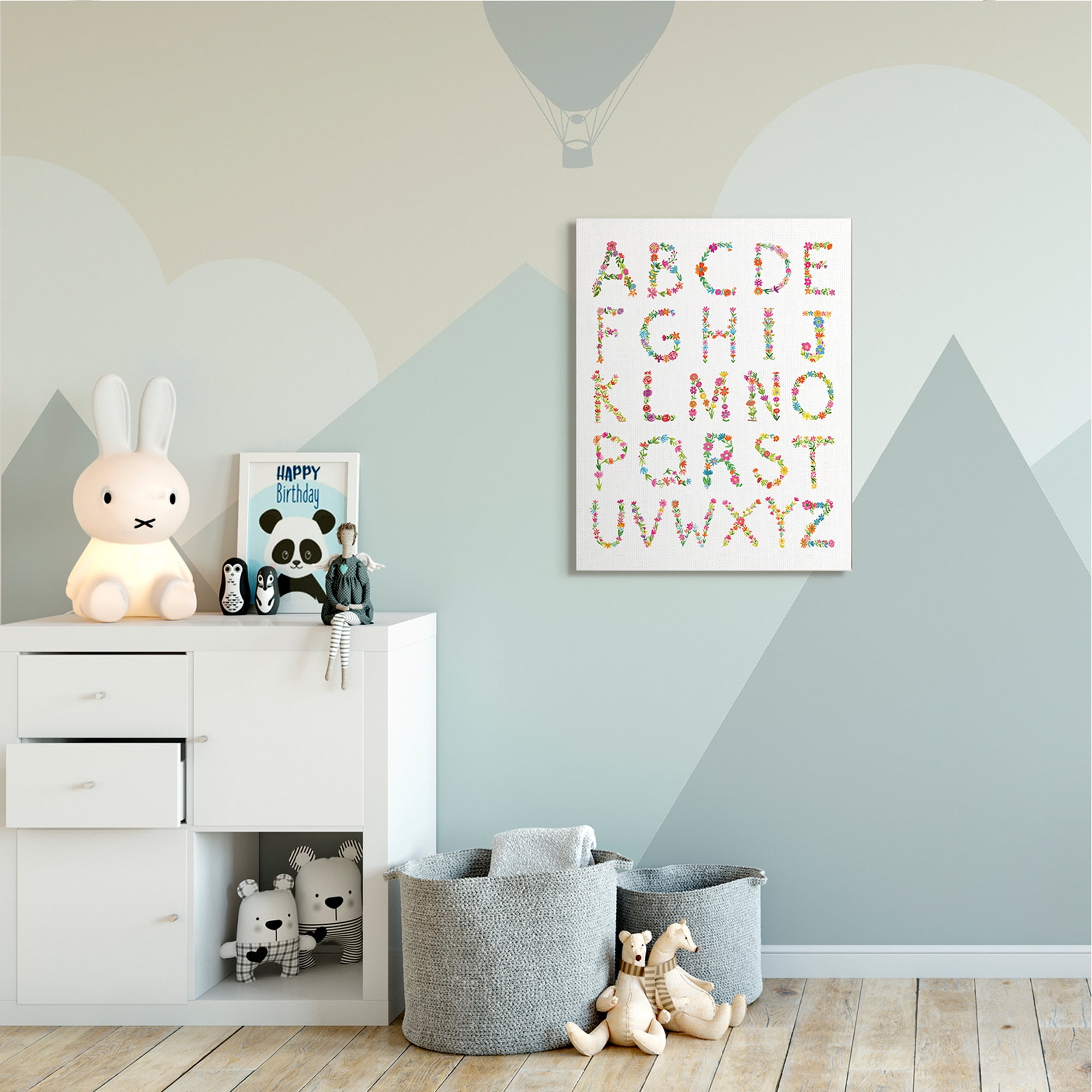 Stupell Industries Floral Pattern Alphabet Soft Chic Typography Canvas Wall Art, 30 x 40, Design by Farida Zaman