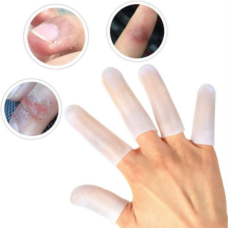 Torubia Silicone Finger Protectors 20 Pack, Gel Finger Cots &  Protector,Relief from Pain of Finger Tips Cracked, Arthritis（White）