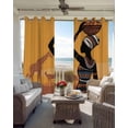 thumbnail image 3 of Yellow Black Black Out Curtains 54 Inch Long, Short Curtains for Small Window, Vintage Ethnic Tribe Abstract Art Room Darkening Farmhouse Window Curtains for Kitchen Bedroom 42"x54" 2 Panels, 3 of 8