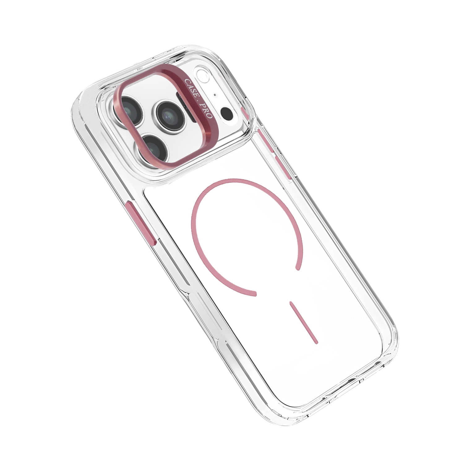 Durable Magnetic Clear Case with Camera Kickstand for iPhone 17 Pro Max - Pink