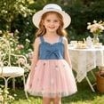 thumbnail image 6 of Babcutegg Cute Denim Skirt With Floral Mesh Overlay, Sleeveless Cowboy-Style Dress And Matching Hat For Young Girls Pink Size 6, 6 of 8