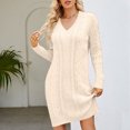 thumbnail image 2 of IROINNID Cocktail Dress for Women Wedding Guests Dresses for Women Twisted Flower Bottom V-Neck Long Knitted Dress Discount,Beige, 2 of 7