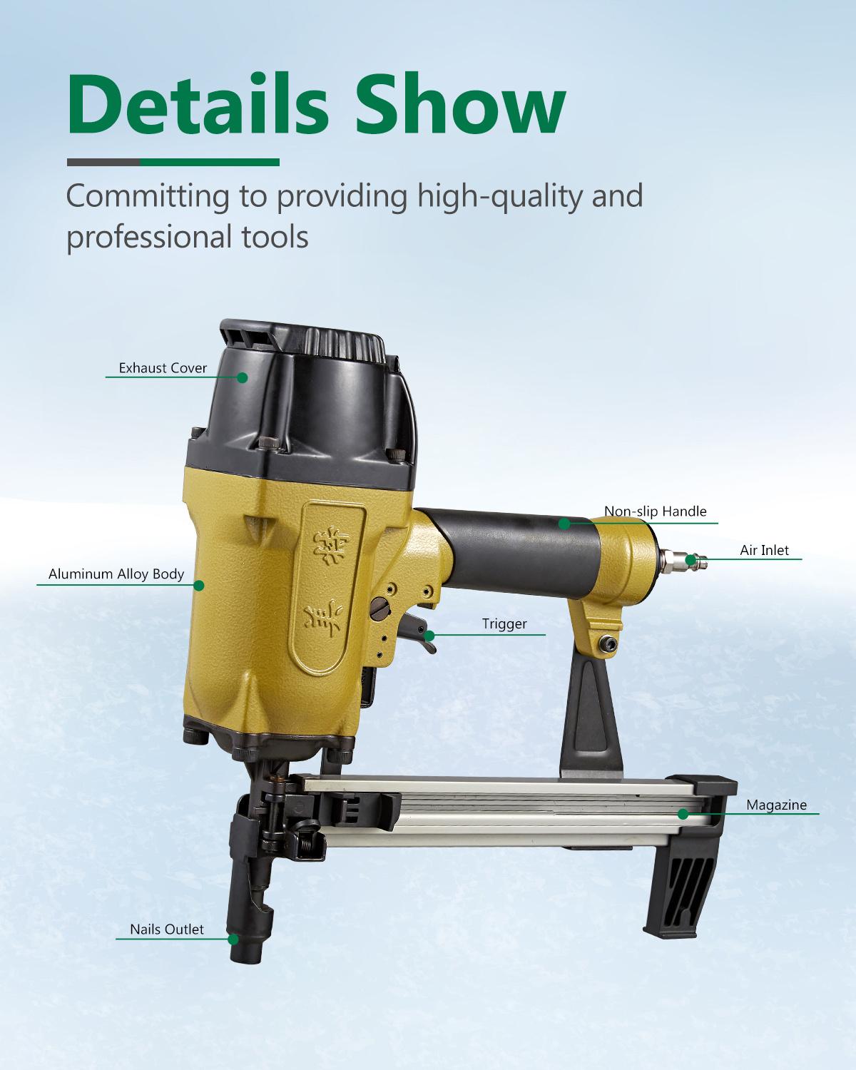 MEITE CS3025 Pneumatic Concrete and Steel Nail Gun 12 Gauge 1/2" to 1" Length Plastic Collated