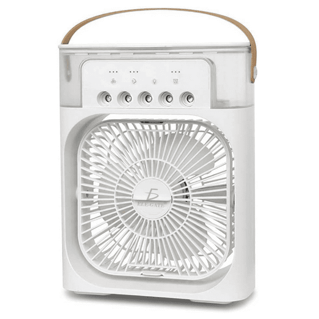Ventilador Portátil Con Humidificador De Aire Y Luz Led 4en1