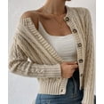 thumbnail image 6 of Cardigan Sweaters for Women Casual Button Down Cable Knit Long Sleeve Crewneck Knitted Jackets Color XL, 6 of 9