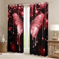 thumbnail image 2 of Manfei Romantic Butterfly Animal Black Out Curtains, Red Sequin Print Curtains Pack of 2 (42x63 Each), Couple Anniversary Bedroom Curtains, Living Room Curtains Decor, 2 of 6