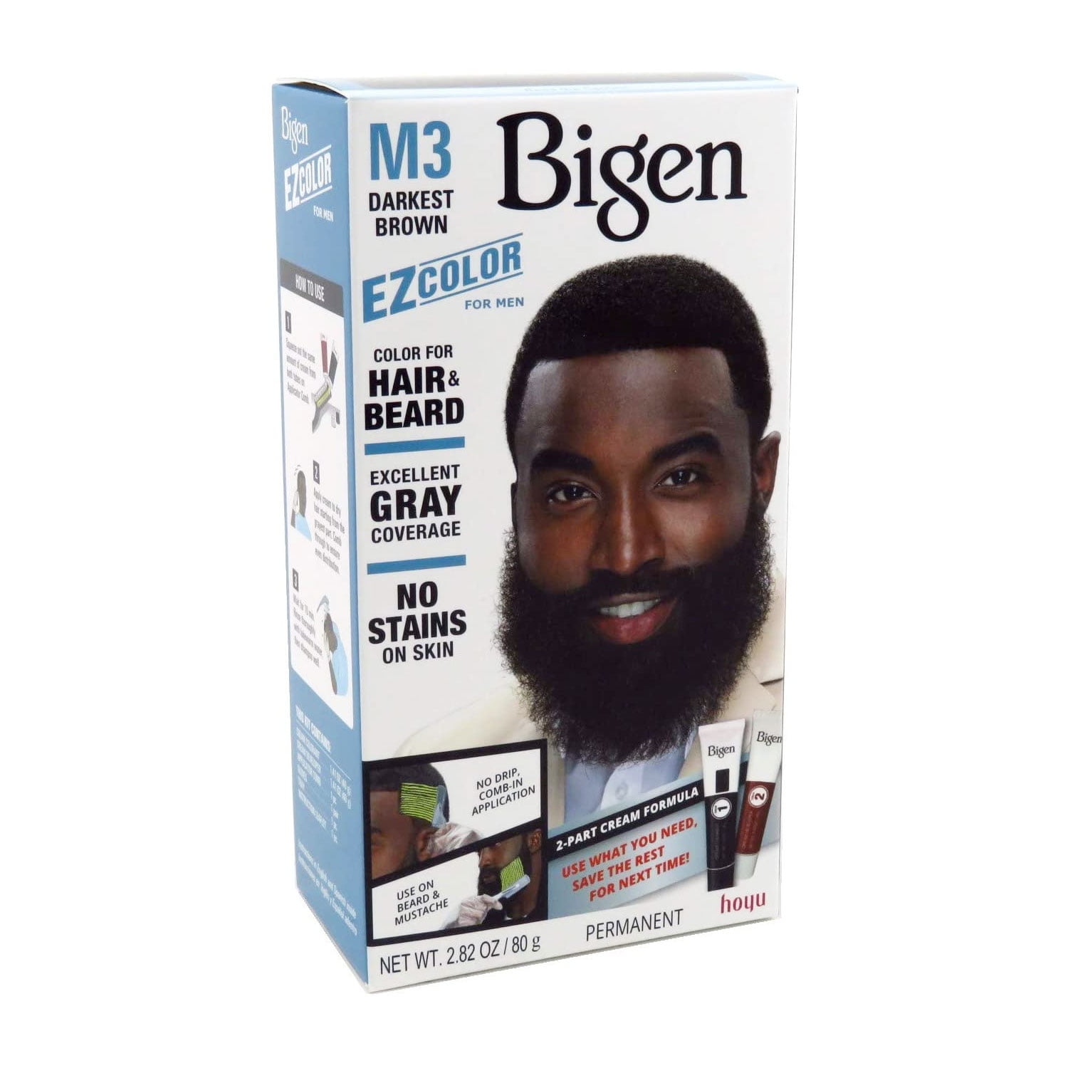 Bigen Ez Color for Men M4 Dark Brown Hair and Beard Dye Kit, 1