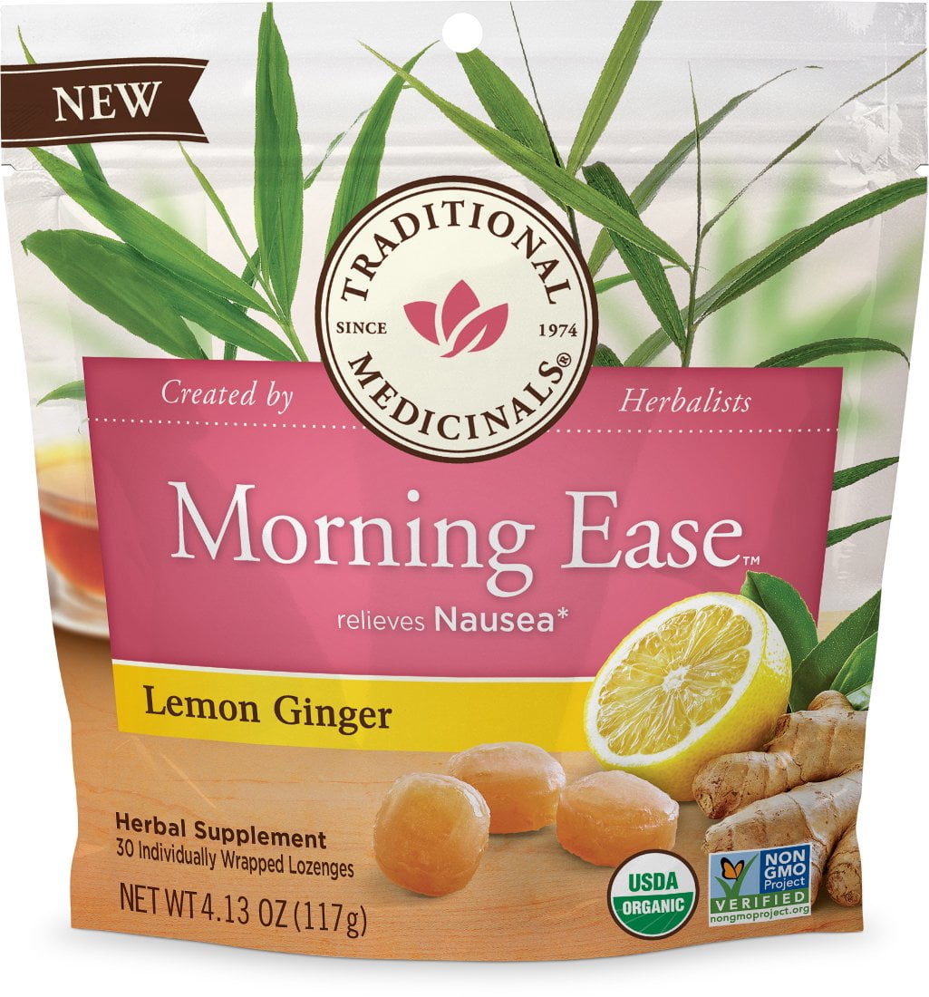 Traditional Medicinals Morning Ease Lemon Ginger Lozenges, 30 CT (Pack