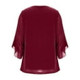 thumbnail image 5 of UTSJKR Womens Glitter Keyhole Tops 3/4 Bell Sleeve Ruffle Pleated Flowy Blouses Dressy Casual Tunic Tops Sparkly Party Shirts Wine L, 5 of 8