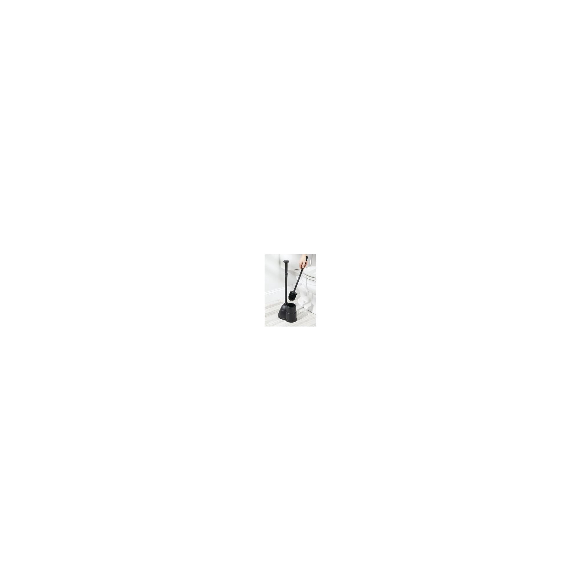 mDesign Compact Plastic Toilet Bowl Brush and Plunger Combo Set, 2 Pack