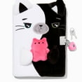 thumbnail image 1 of Claire's Diary With Lock For Girls | Moody Cat– Black and White, 1 of 2