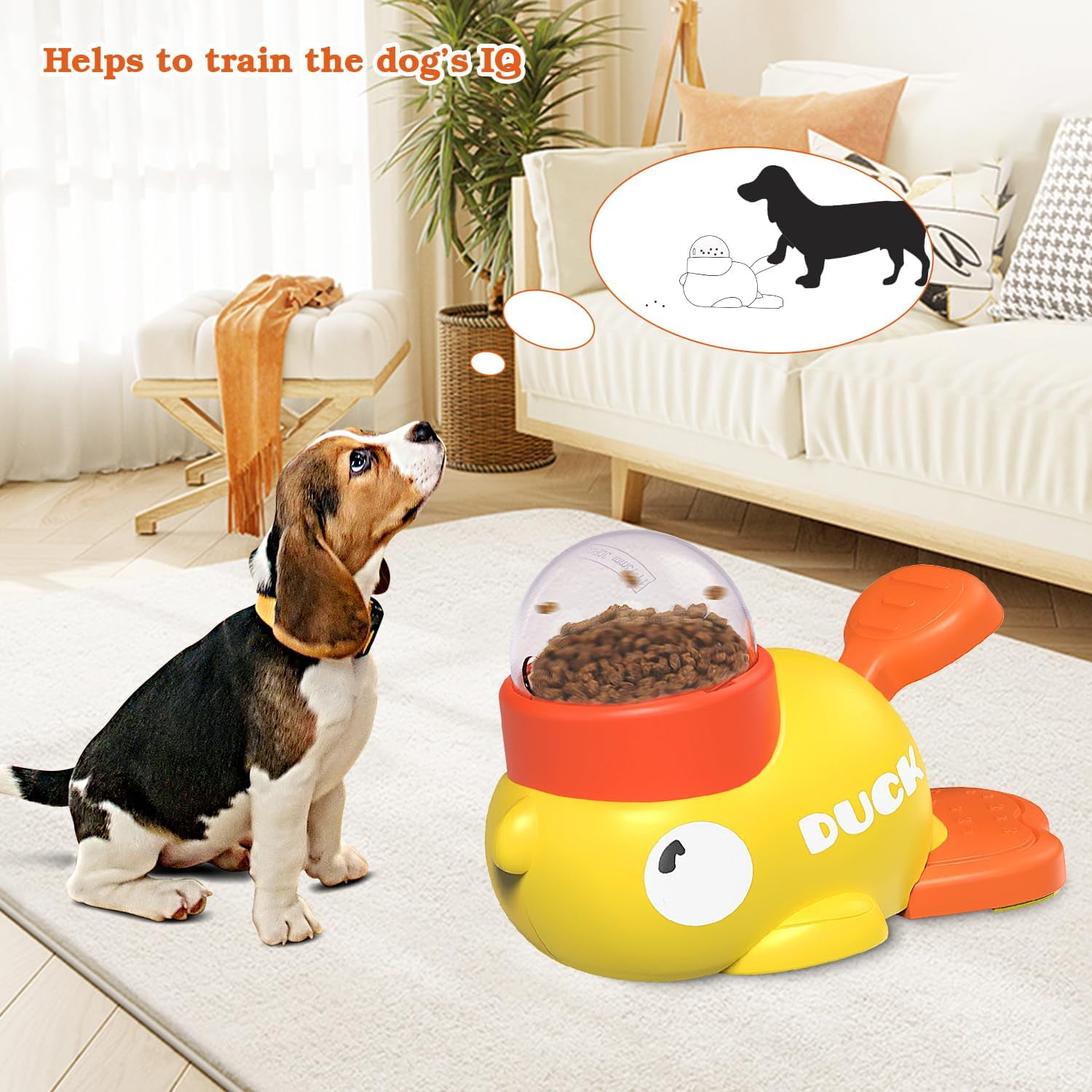 Dog Interactive Treat Dispenser Toy, Food Puzzle Slow Feeder (Yellow)