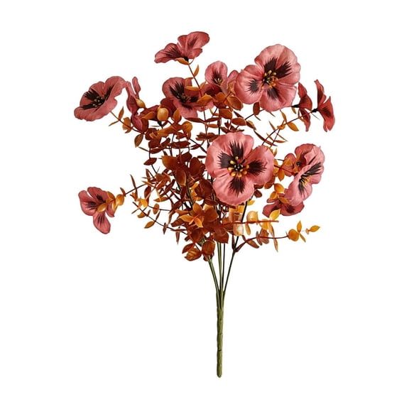 Huzdenx Single Stem Artificial Pansy with Multiple Flower Heads, Realistic Fake Floral for Vase Arrangement, Home Dining Table Office Wedding Decor