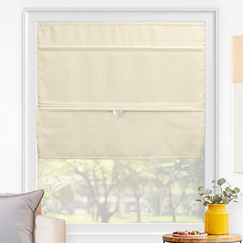 CHICOLOGY Magnetic Roman Shades, Light Filtering Fabric Window Treatment, It's Perfect for Dining Room/Bedroom/Kitchen/Office and More, 31" W X 64" H, Runway Grey, Runway Grey (L