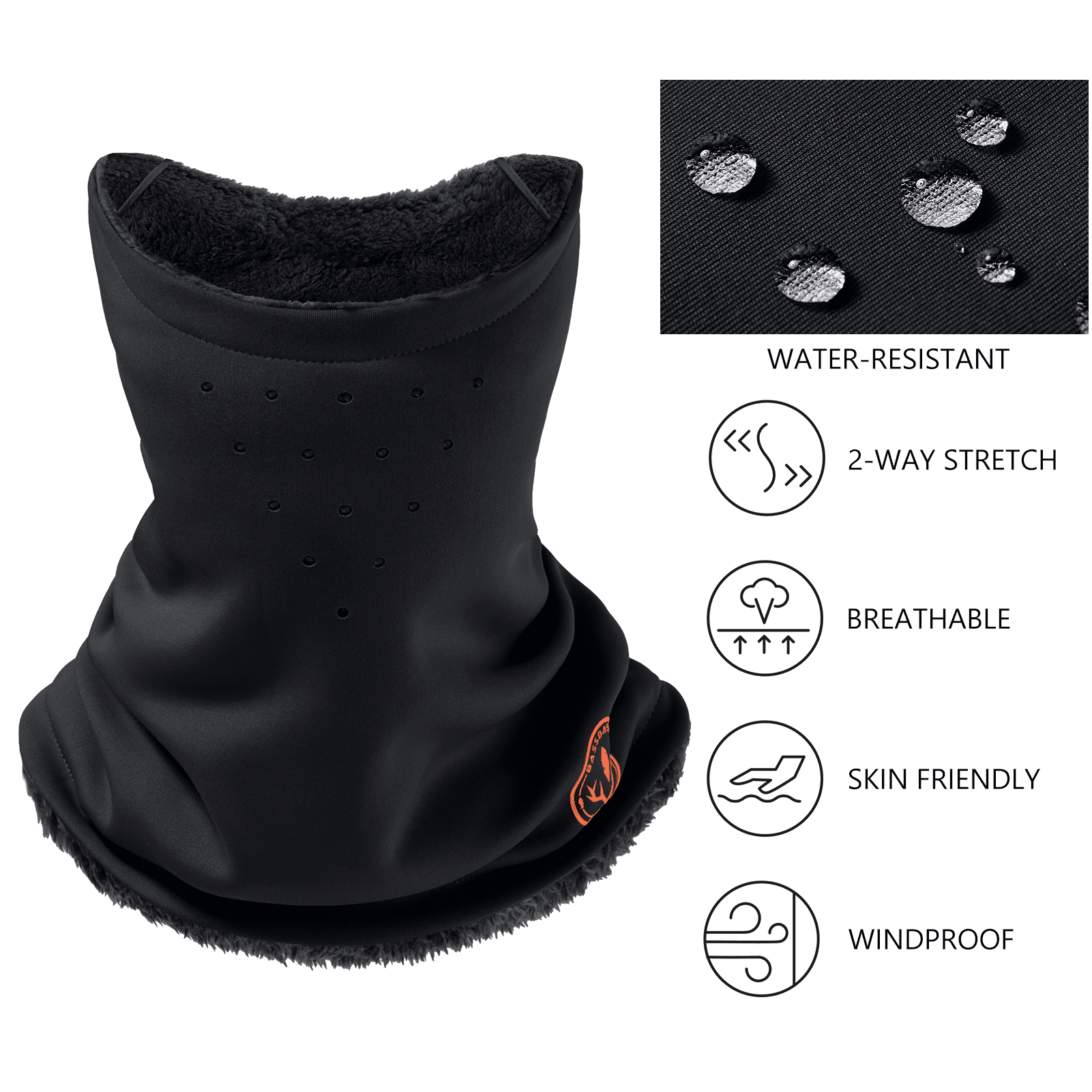 BASSDASH Unisex Winter Neck Gaiter Warmer Insulated Fleece Hunting Face Mask Water Resistant for Fishing Hiking Skiing
