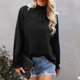 thumbnail image 5 of Top con cuello simulado para mujer, Top de manga larga para mujer Top con manga larga acampanada para mujer Blusa de color puro Calidad en la que puedes confiar, 5 of 8
