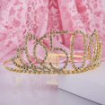 thumbnail image 2 of Tiara de cumpleaños con corona con peine para el pelo, diamantes de imitación de cristal, regalo de cumpleaños, años para mujeres (dorado), 2 of 3