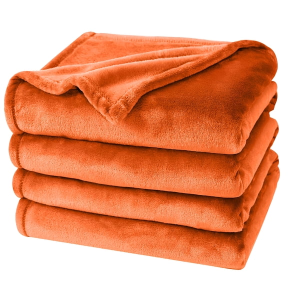 AUQ Orange Fleece Twin Size Blanket for Couch&Bed-Lightweight Soft & Warm Plush Fuzzy Cozy Blankets for Fall Winter Spring,60x80 inches