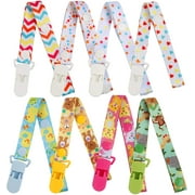 AirSMall 8 Pack Babies Dummy Clips,Baby Pacifier Holder Straps Adjustable Colourful Washable Soother Fixed Clip Chain Accessories for Unisex Boy and girl Newborns Childs Toddles