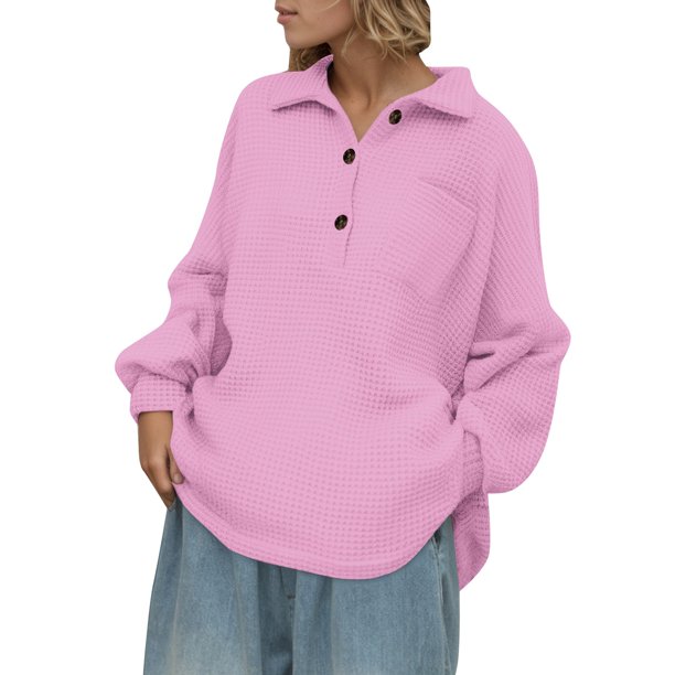 Camisa de manga larga con botones para mujer - Cuello clásico para otoño/invierno - Tejido suave, estilo informal/semi-formal, fácil cuidado